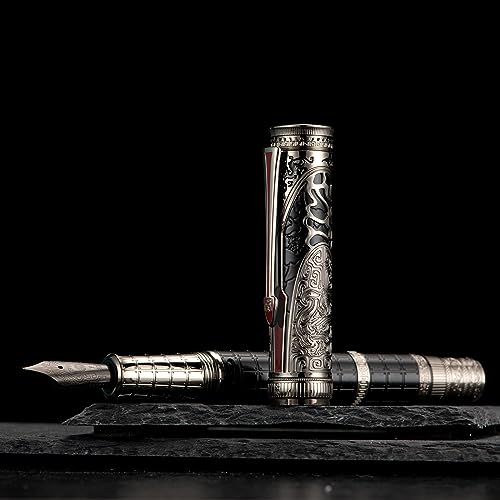 D5 Qin Dynasty Fountain Pen - Retro Chinese Totem Engraving, Smooth Writing - Pen Box Set