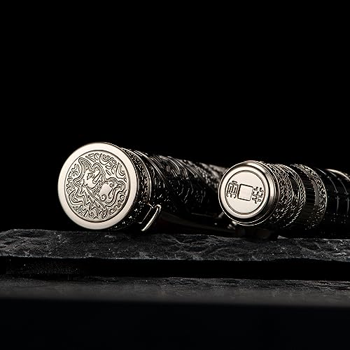 D5 Qin Dynasty Fountain Pen - Retro Chinese Totem Engraving, Smooth Writing - Pen Box Set