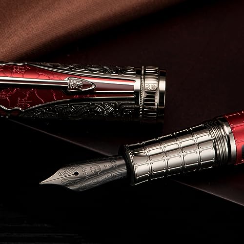 D5 Qin Dynasty Fountain Pen - Retro Chinese Totem Engraving, Smooth Writing - Pen Box Set