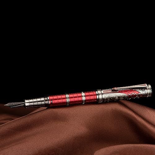 D5 Qin Dynasty Fountain Pen - Retro Chinese Totem Engraving, Smooth Writing - Pen Box Set