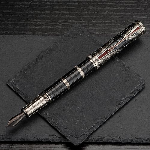 D5 Qin Dynasty Fountain Pen - Retro Chinese Totem Engraving, Smooth Writing - Pen Box Set