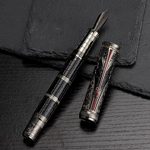 D5 Qin Dynasty Fountain Pen - Retro Chinese Totem Engraving, Smooth Writing - Pen Box Set