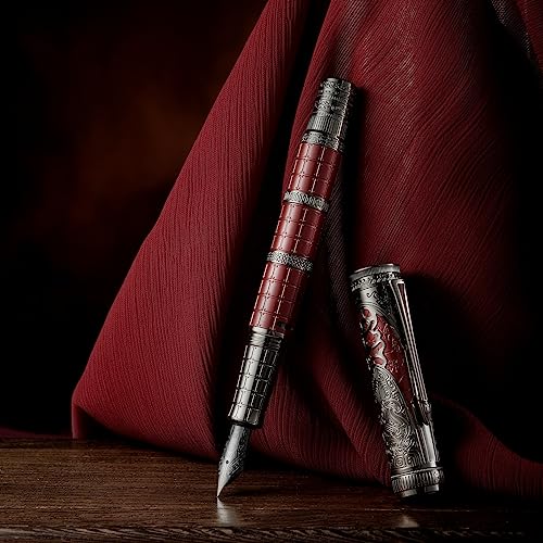D5 Qin Dynasty Fountain Pen - Retro Chinese Totem Engraving, Smooth Writing - Pen Box Set