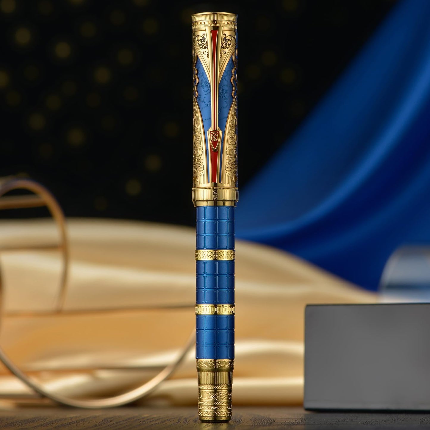 D5 Qin Dynasty Fountain Pen - Retro Chinese Totem Engraving, Smooth Writing - Pen Box Set