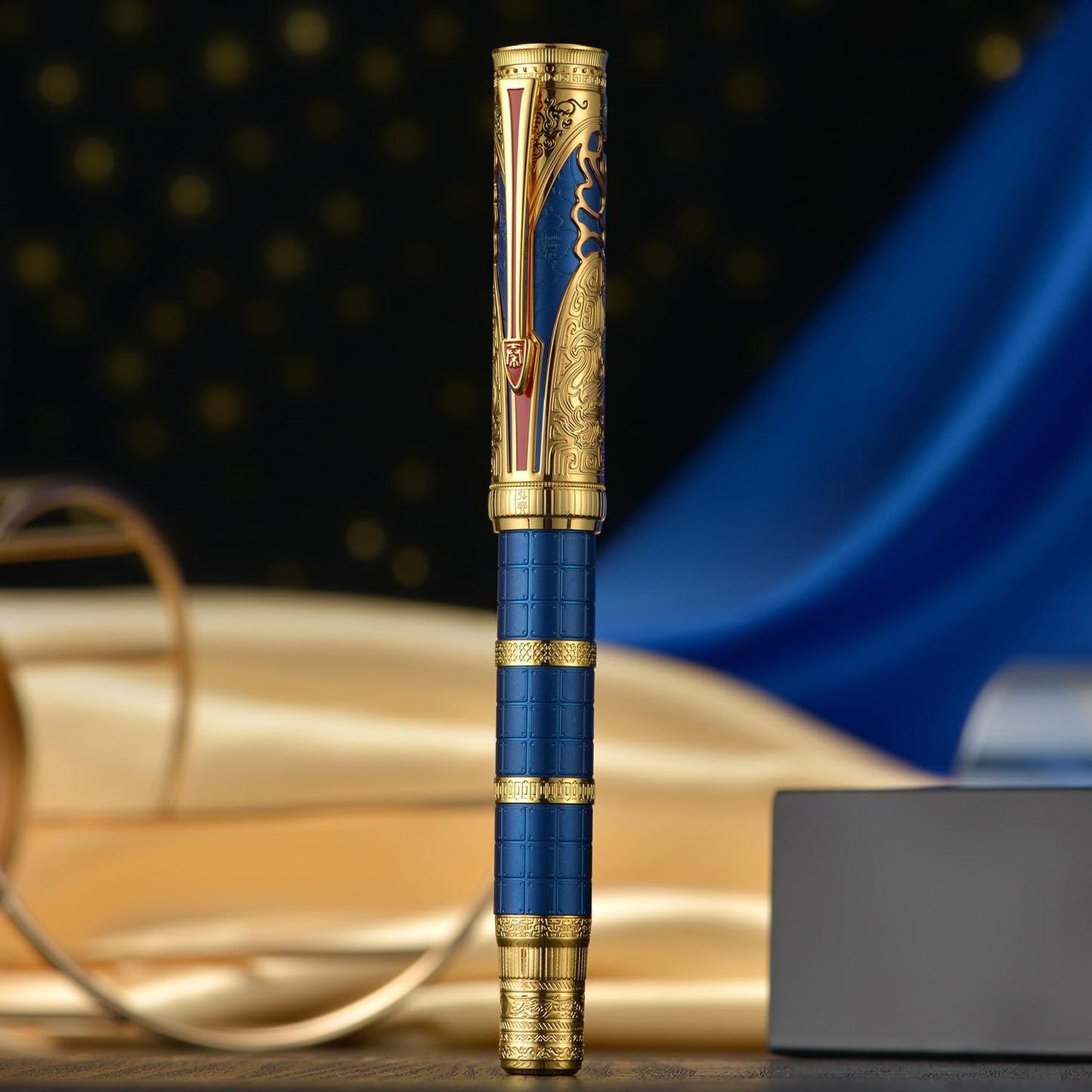 D5 Qin Dynasty Fountain Pen - Retro Chinese Totem Engraving, Smooth Writing - Pen Box Set