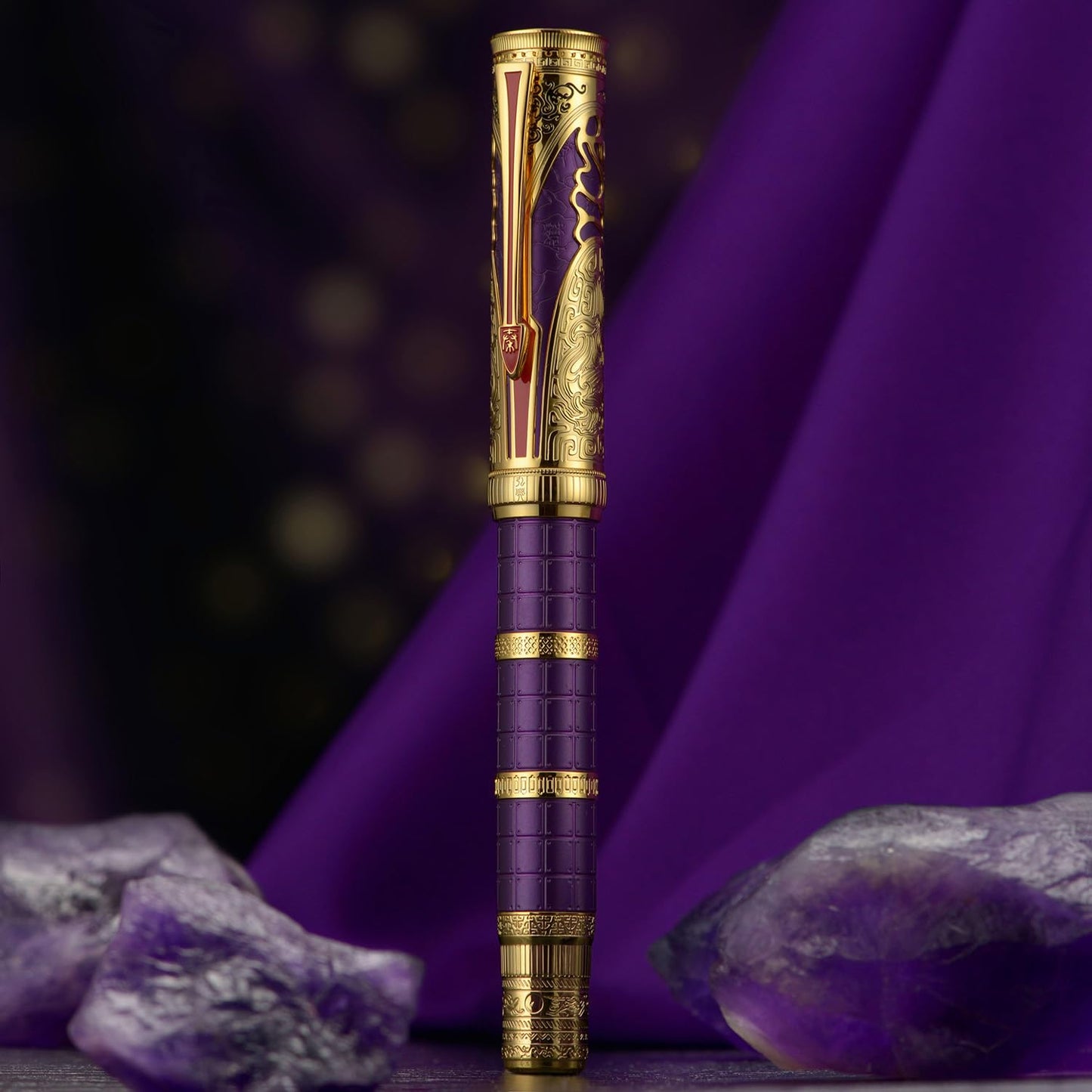 D5 Qin Dynasty Fountain Pen - Retro Chinese Totem Engraving, Smooth Writing - Pen Box Set