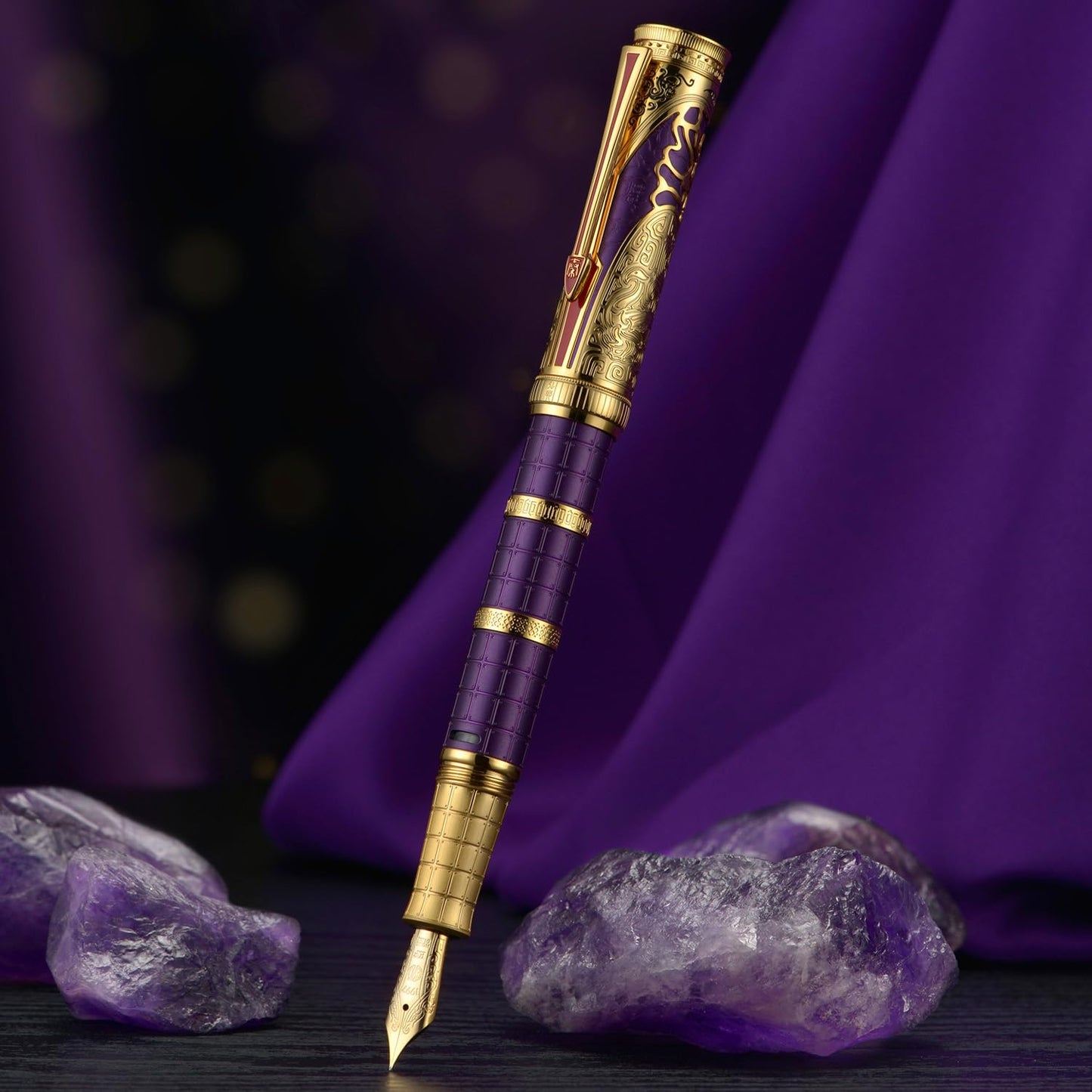 D5 Qin Dynasty Fountain Pen - Retro Chinese Totem Engraving, Smooth Writing - Pen Box Set