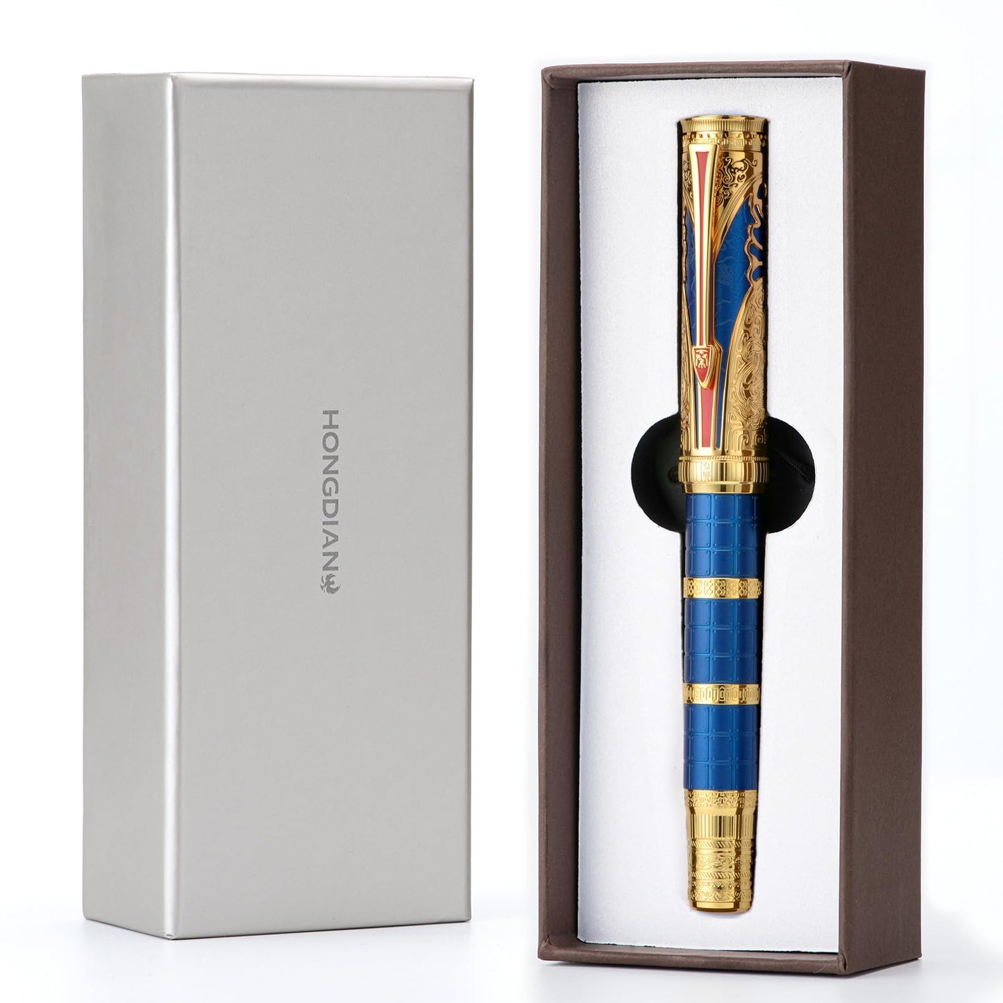 D5 Qin Dynasty Fountain Pen - Retro Chinese Totem Engraving, Smooth Writing - Pen Box Set
