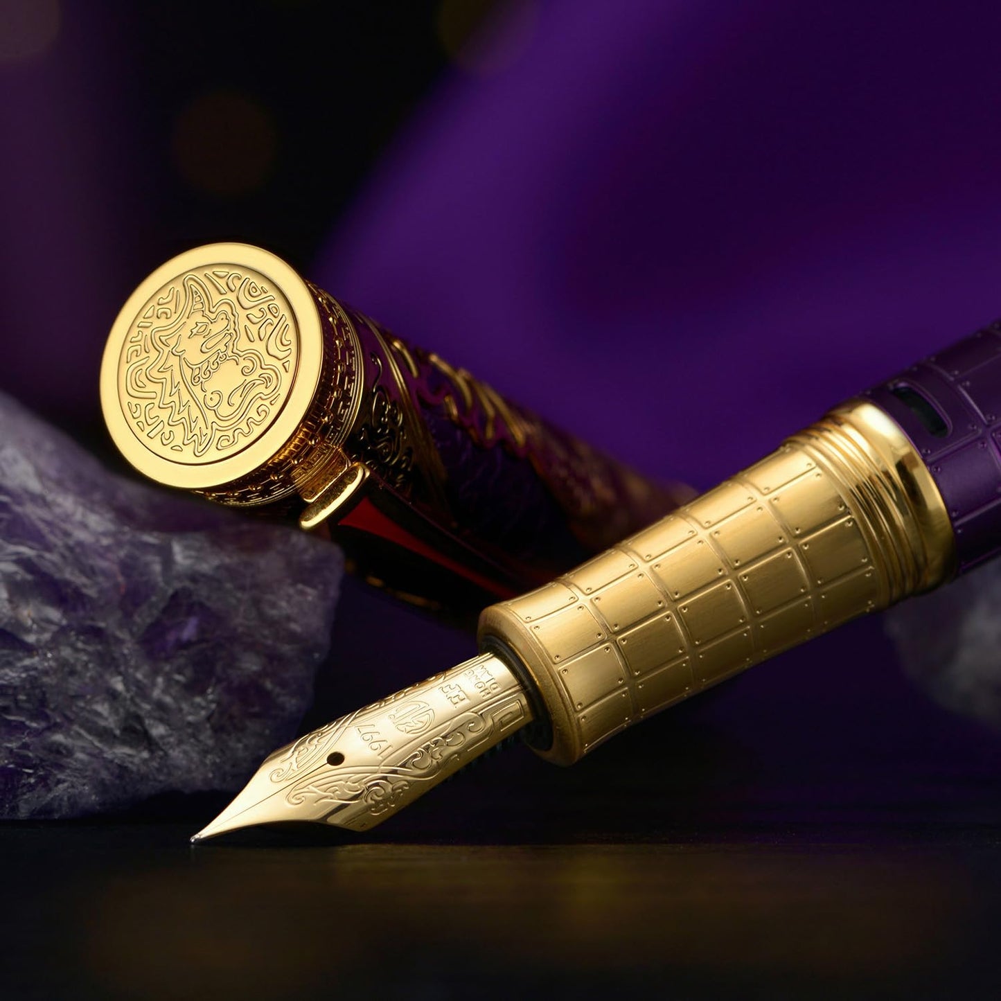 D5 Qin Dynasty Fountain Pen - Retro Chinese Totem Engraving, Smooth Writing - Pen Box Set
