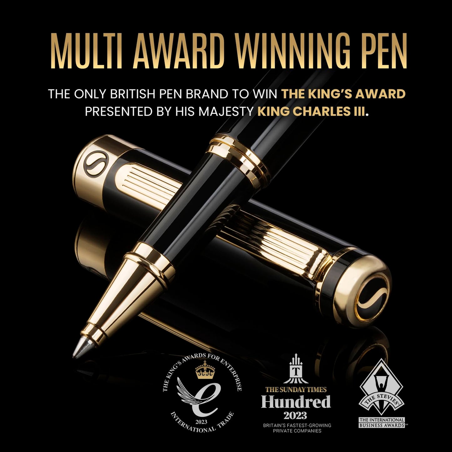 Prestigequill: Scriveiner Black Lacquer Rollerball Pen - Luxury with 24K Gold Finish, Schmidt Ink Refill - Best Gift Set for Professional, Executive Office