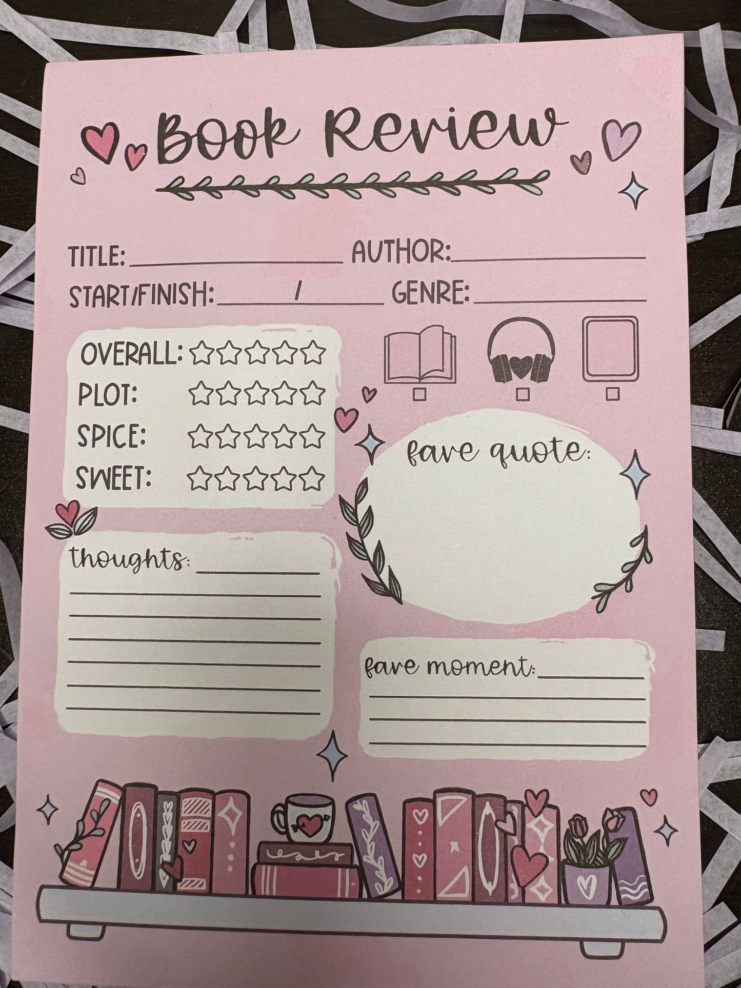 1pc Book Review Notepad | Sticky Journal Bookmark | 40 Sheets | Self-Adhesive Book Notes for Reading & Reviews