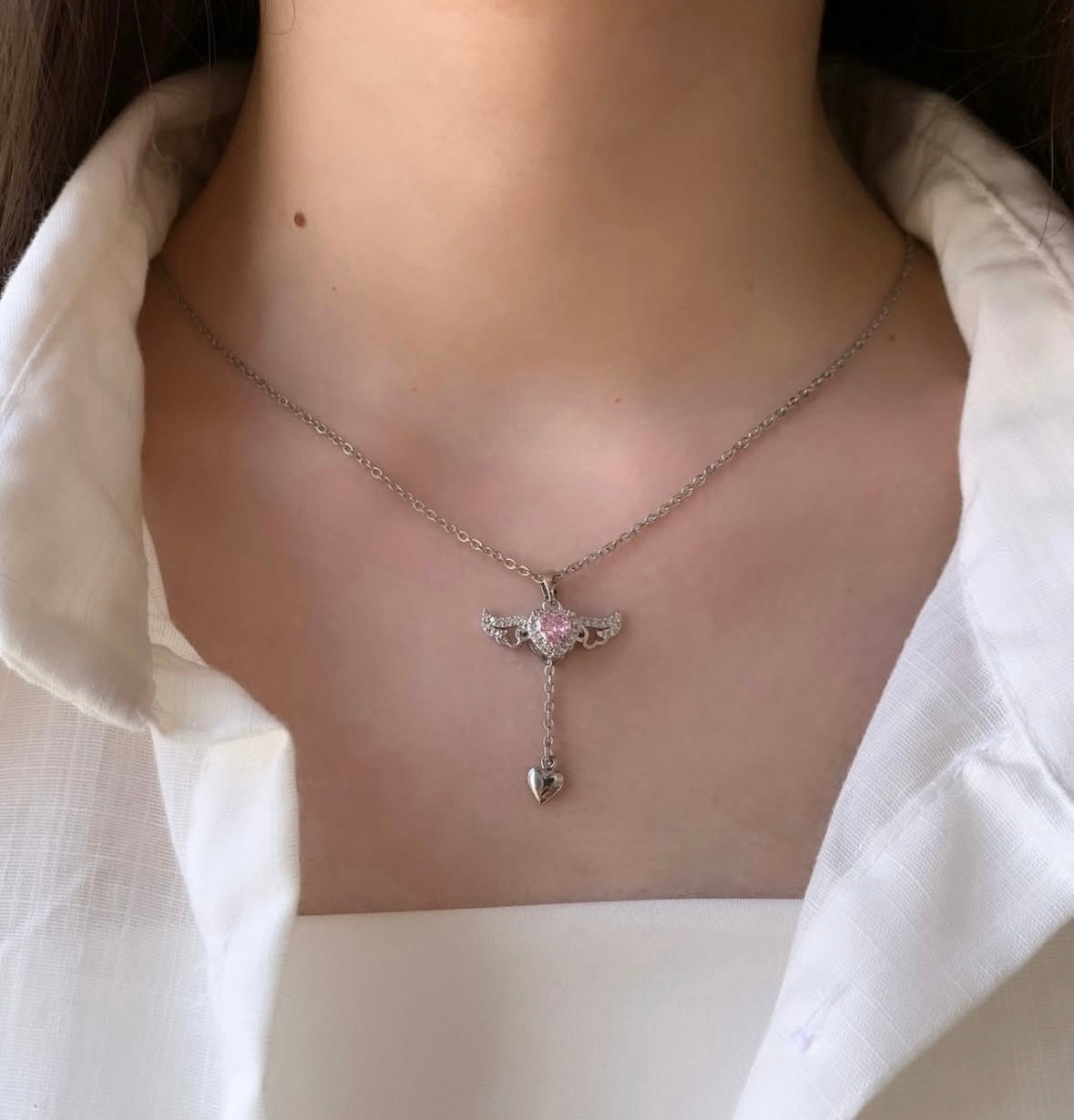 Heart with Angel Wings Choker Necklace
