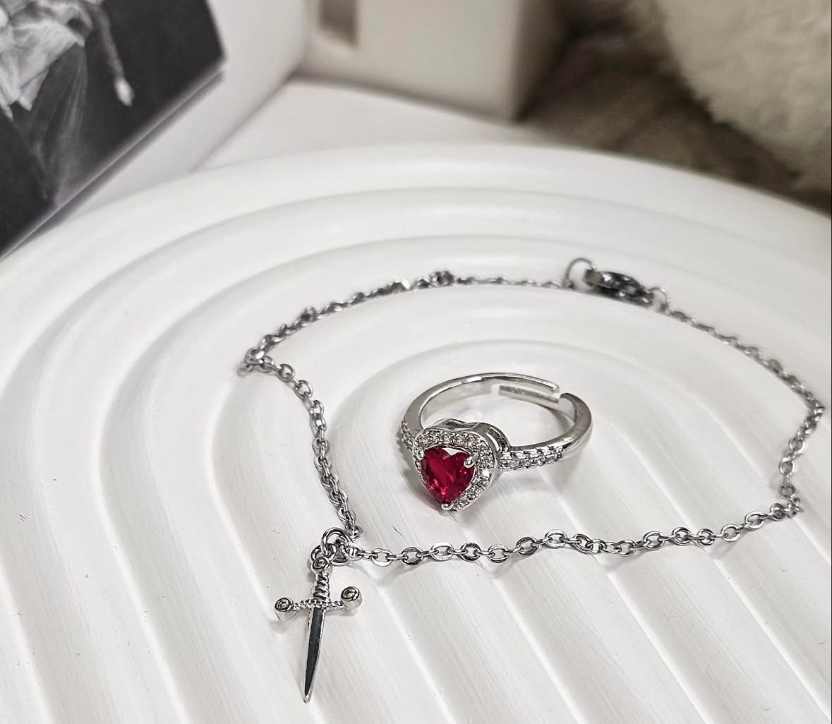 Heart & Sword Couple Jewelry Set – Matching Love Pendant Jewelry for Him & Her