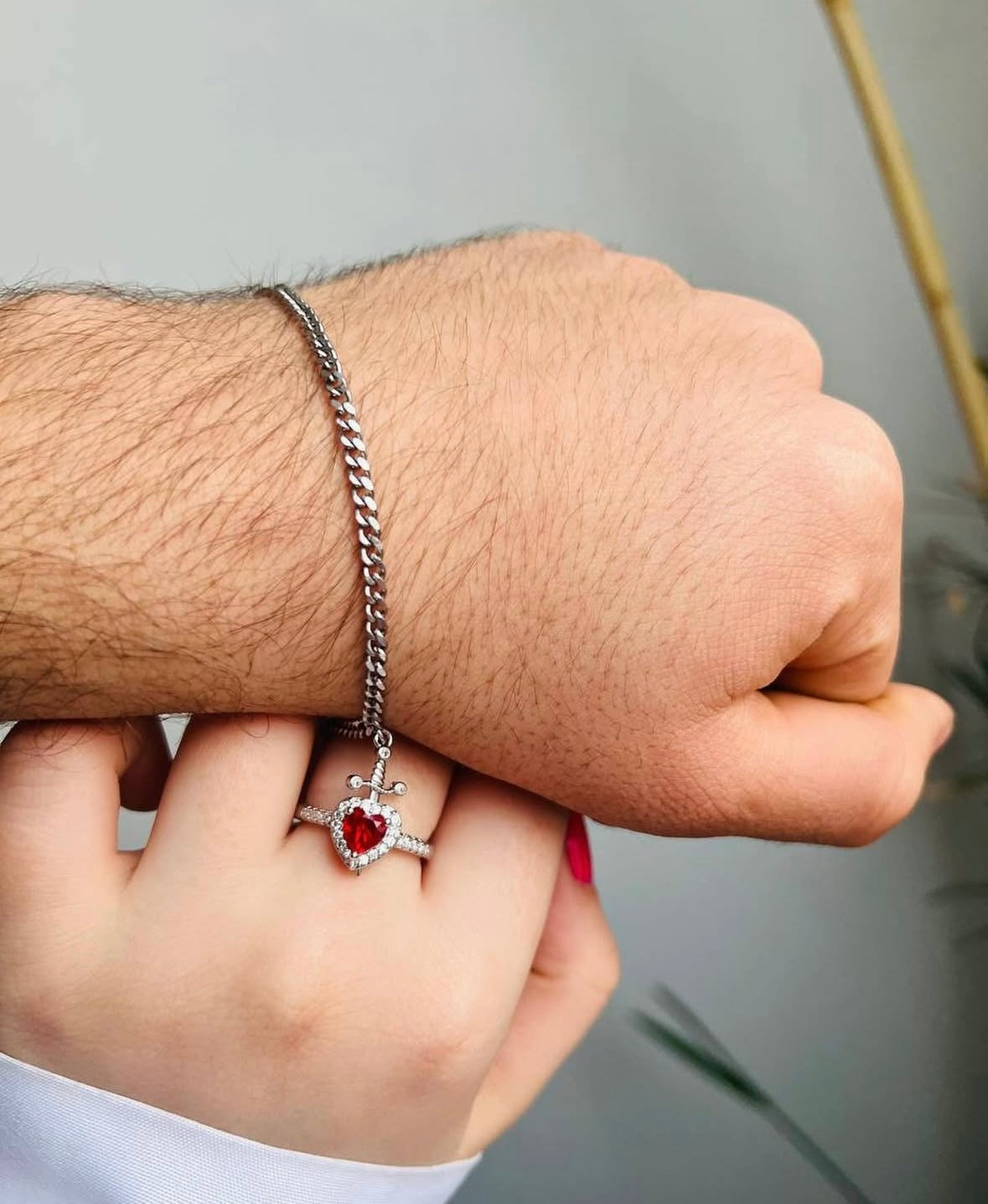 Heart & Sword Couple Jewelry Set – Matching Love Pendant Jewelry for Him & Her