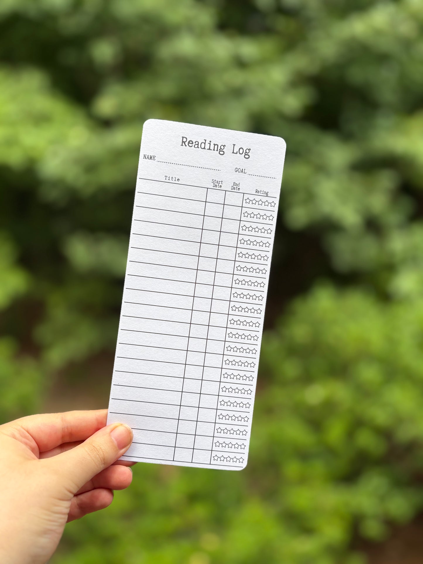 Reading Log Bookmark with Rating Scale & Progress Tracker