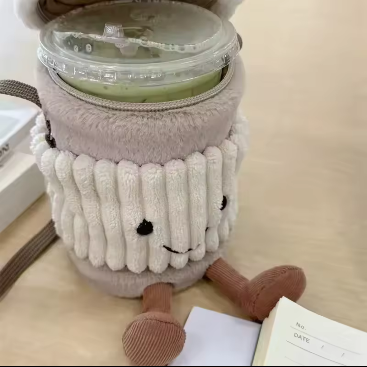 Cute Milk Tea Plush Cup Holder Perfect Gift for Bubble Tea Lovers
