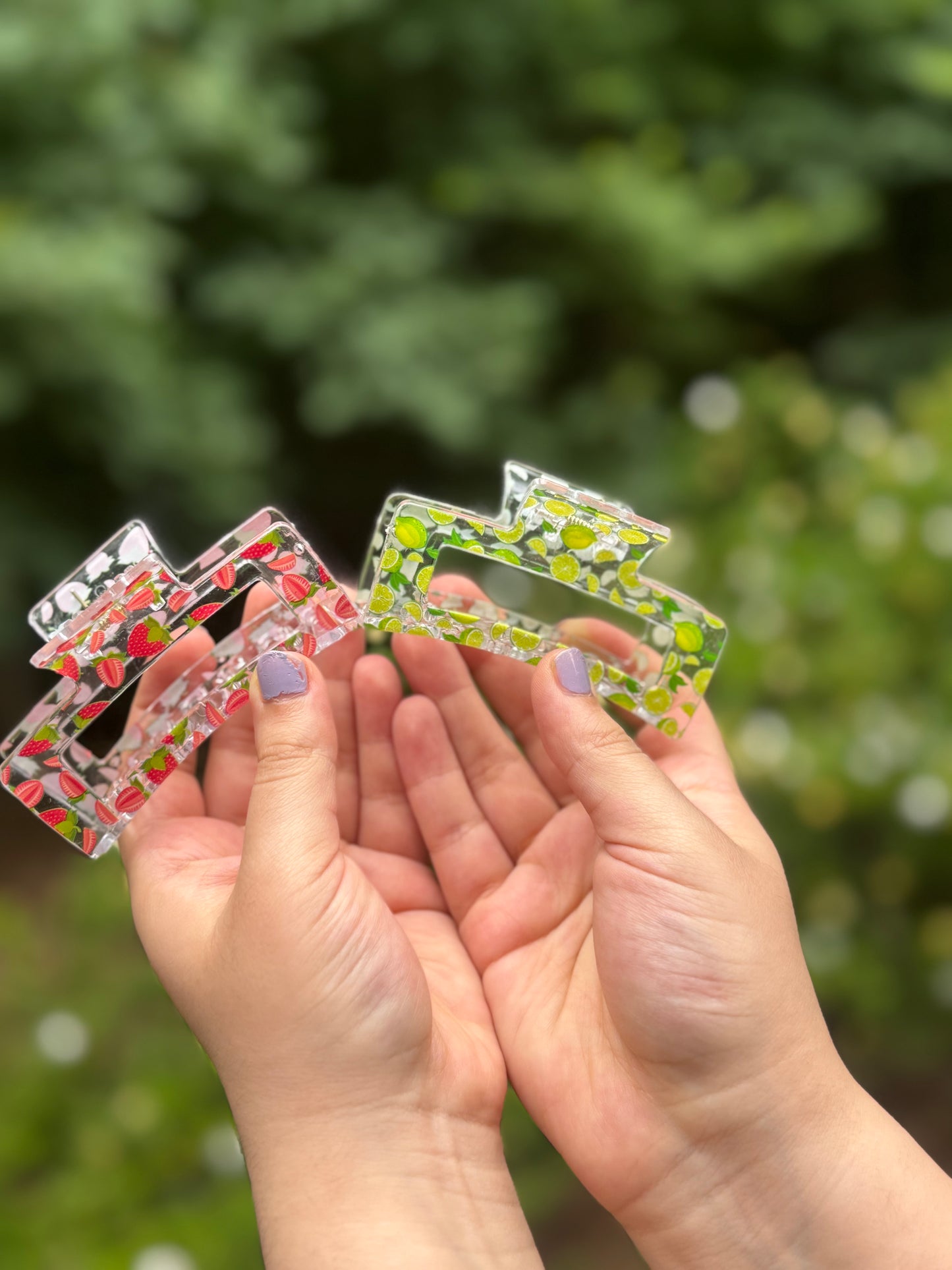 Summer Fruit Square Hair Claw Clip | Cute Strawberry, Cherry, Peach Hair Clip | Colorful Claw for Girls & Women | Fun Summer Hair Accessory