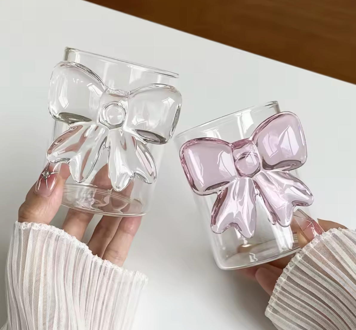 1Pc Handmade Glass Bow Pair Cup