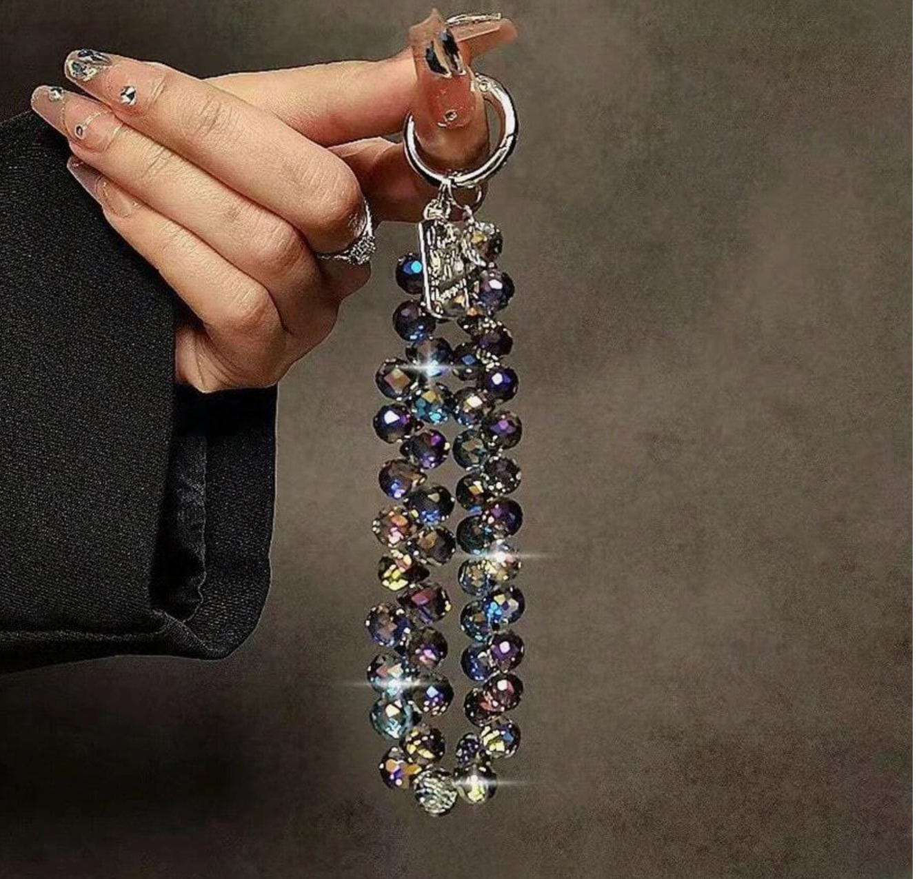 Luxury Crystal Bead Detachable Wrist Strap – Elegant Chain for Handbags, Phone Cases & Keychains