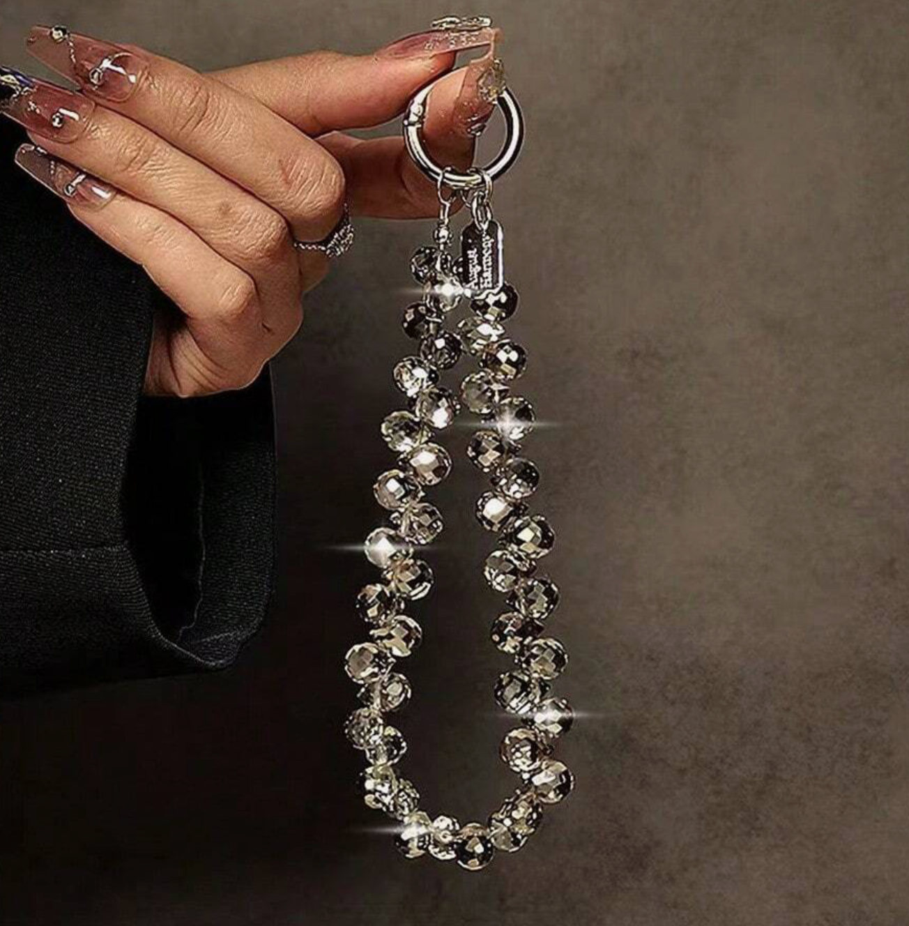 Luxury Crystal Bead Detachable Wrist Strap – Elegant Chain for Handbags, Phone Cases & Keychains
