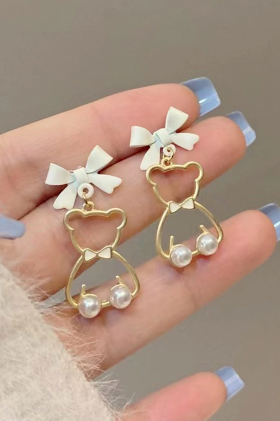 Fashion Bow & Bear Drop Earrings for Women - Adorable Coquette Sweet Trendy Earrings with Secure Hook Closure & Lightweight Comfortable Wear