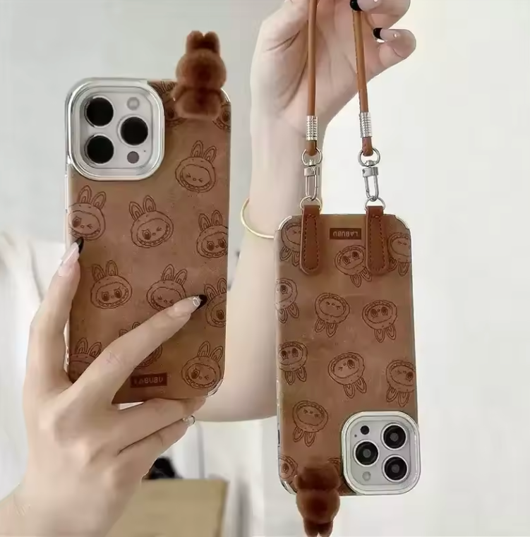 Labubu Handheld Rope Phone Case – Cute Cartoon Protective Case with Detachable Wrist Strap