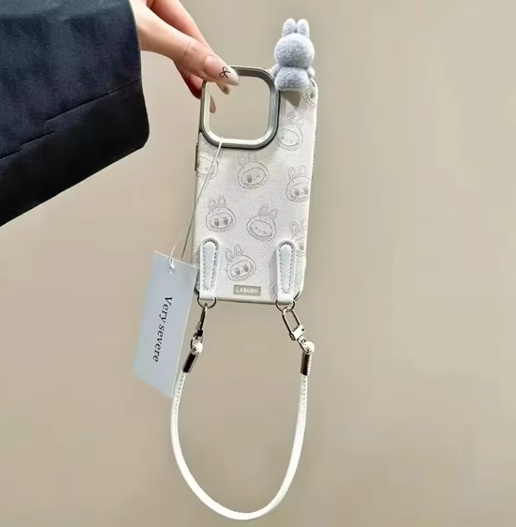 Labubu Handheld Rope Phone Case – Cute Cartoon Protective Case with Detachable Wrist Strap