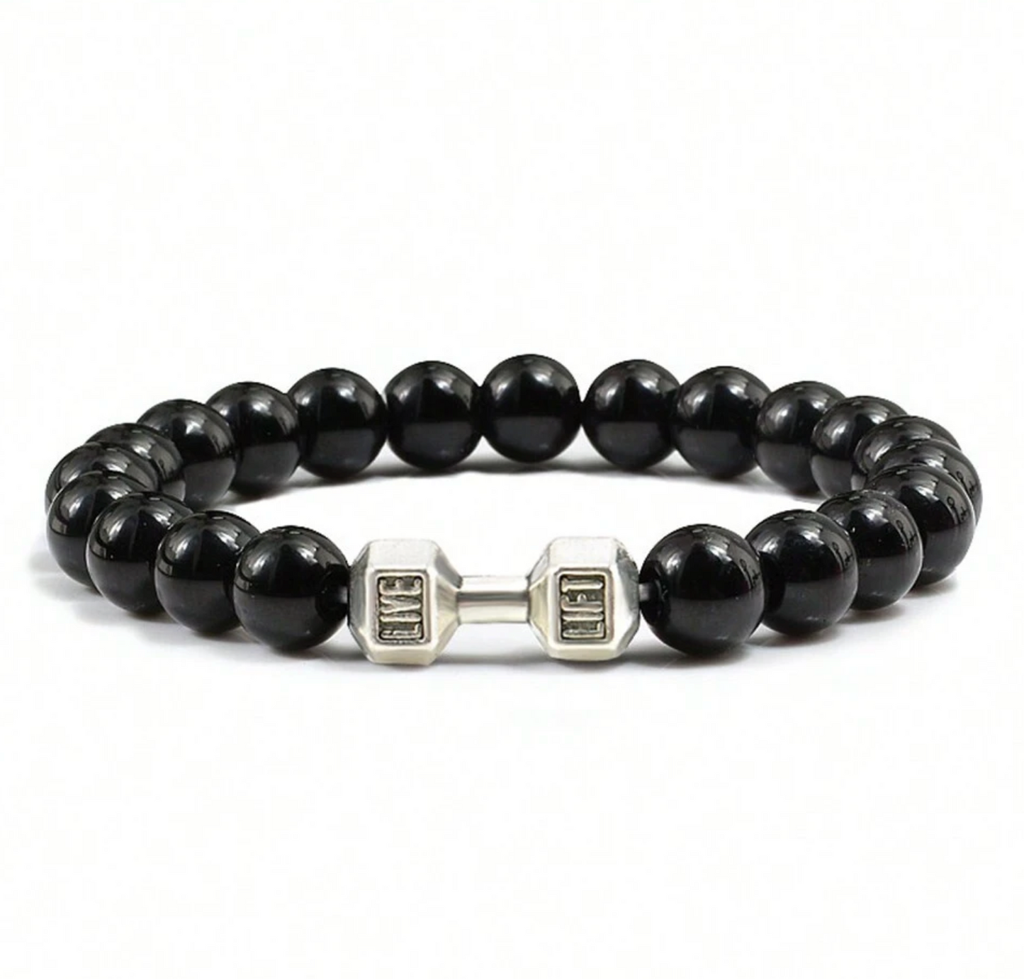 1 pc Classic Beaded Bracelet Gym Fitness Dumbbell Energy Men and Women Bracelets