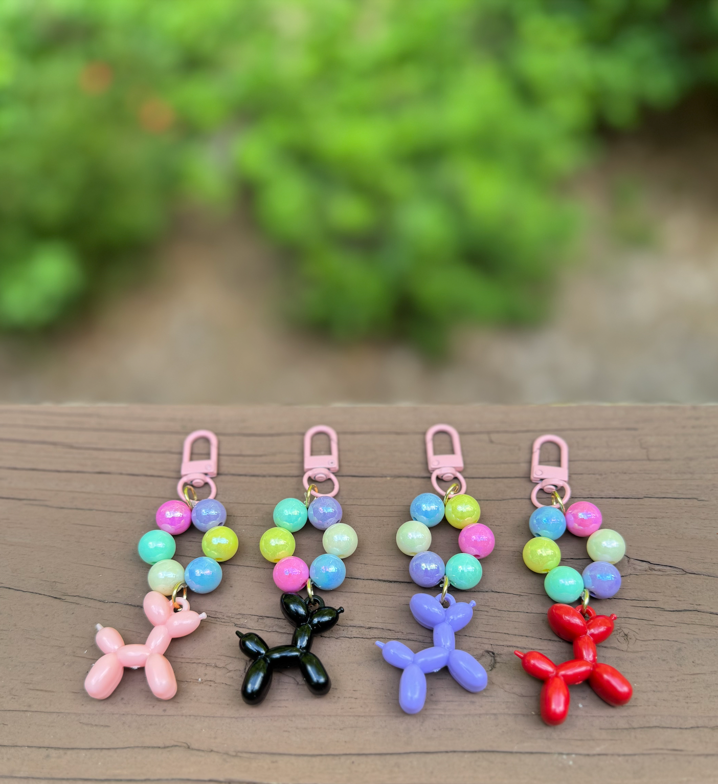 Cute Balloon Dog Beaded Random Color Keychain