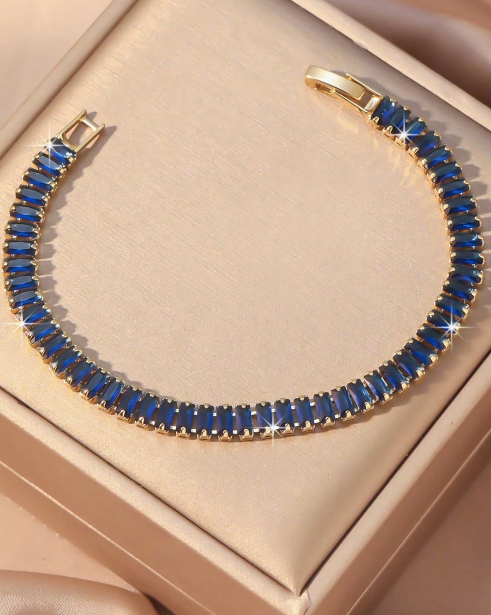 1pc Elegant Sparkling Tennis Square Chain Bracelet