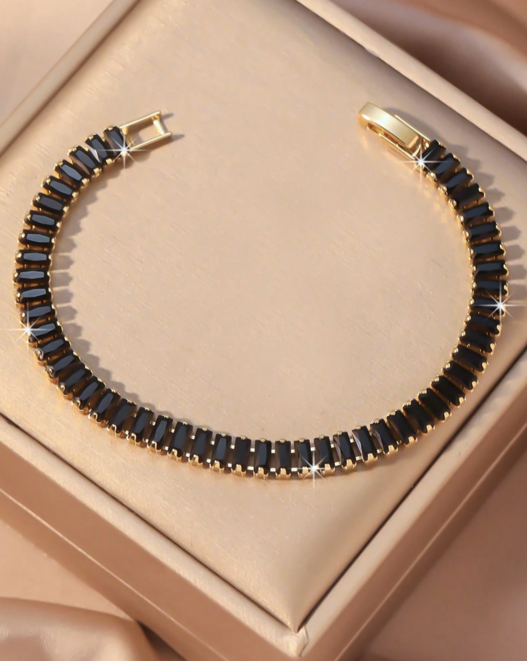 1pc Elegant Sparkling Tennis Square Chain Bracelet