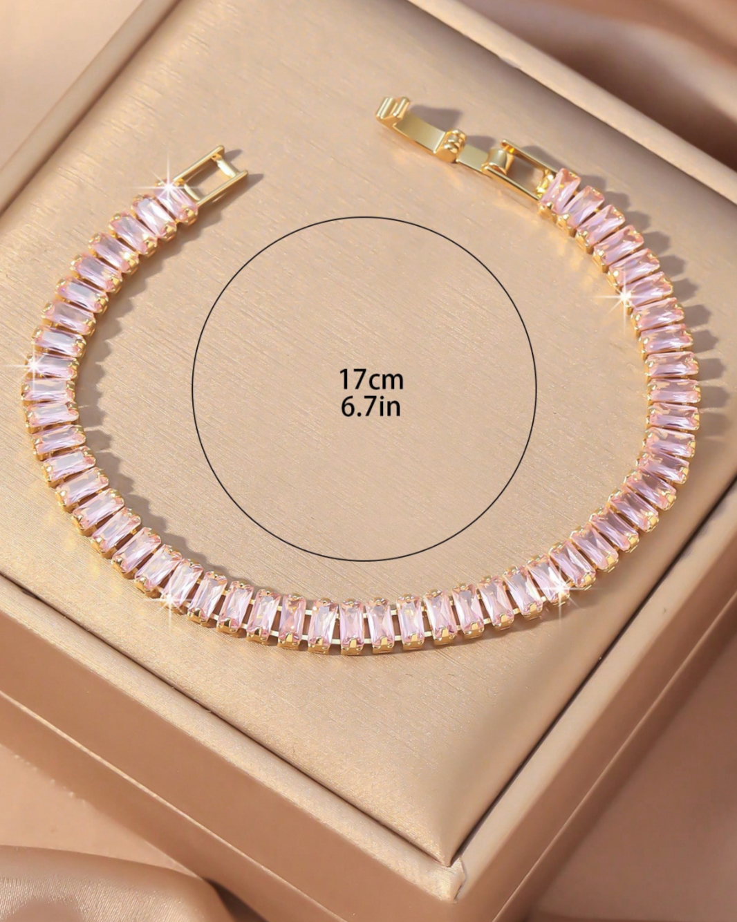 1pc Elegant Sparkling Tennis Square Chain Bracelet