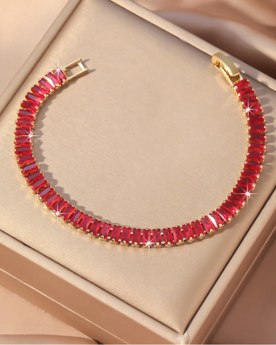 1pc Elegant Sparkling Tennis Square Chain Bracelet