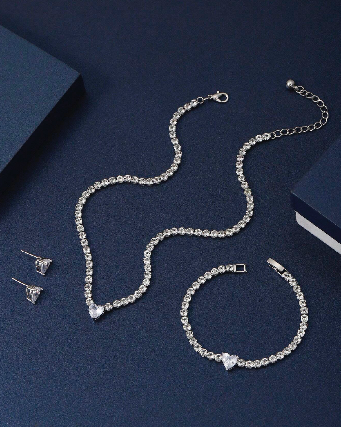 3pcs Copper Heart Claw Chain Set, Suitable For Daily Wear