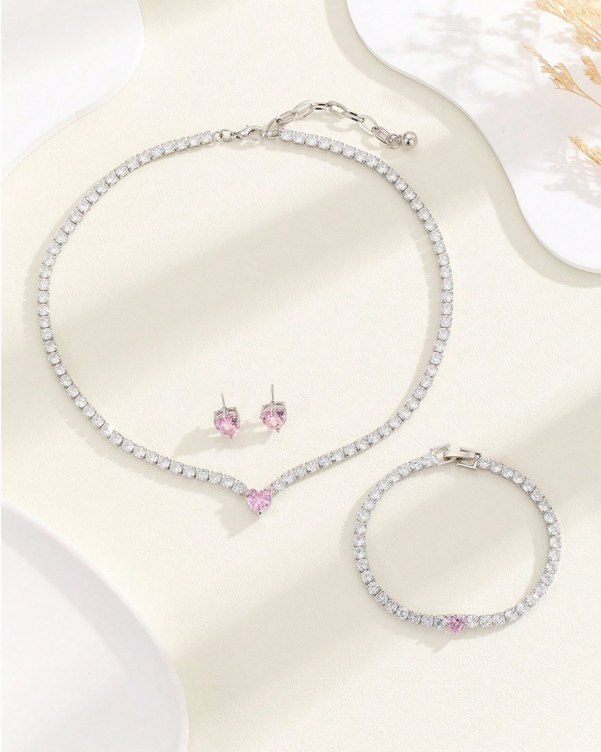 3pcs Copper Heart Claw Chain Set, Suitable For Daily Wear