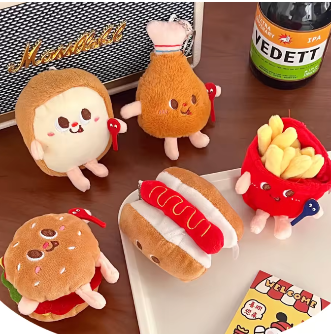 Cute Fast Food Plush Keychain and Bagcharms