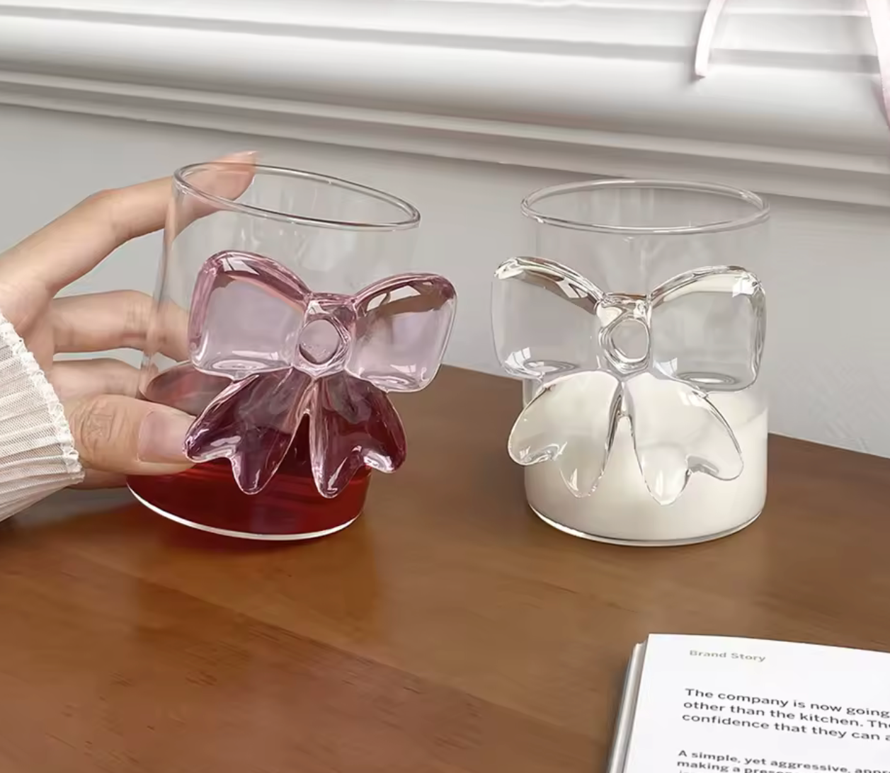 1Pc Handmade Glass Bow Pair Cup