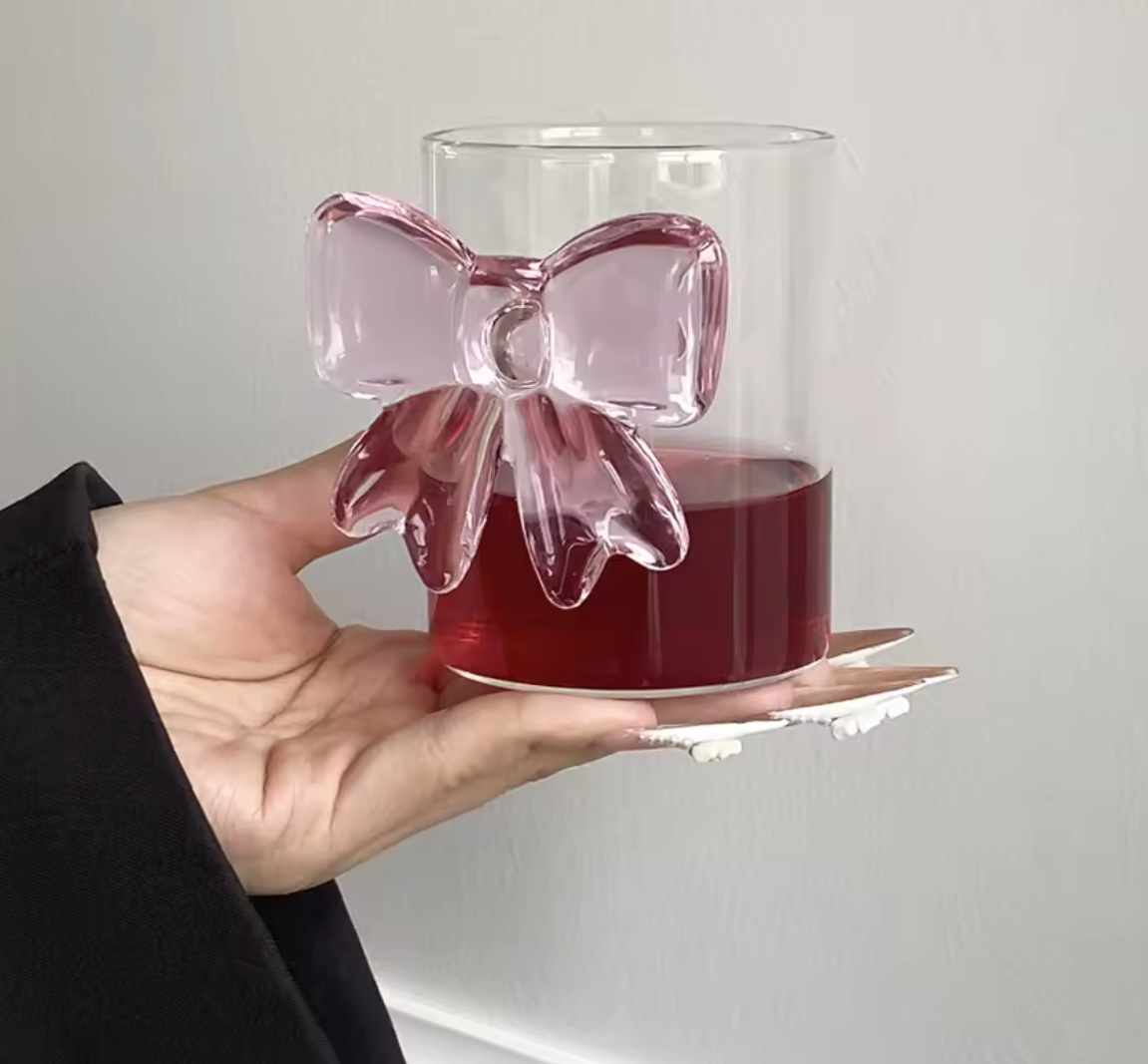 1Pc Handmade Glass Bow Pair Cup