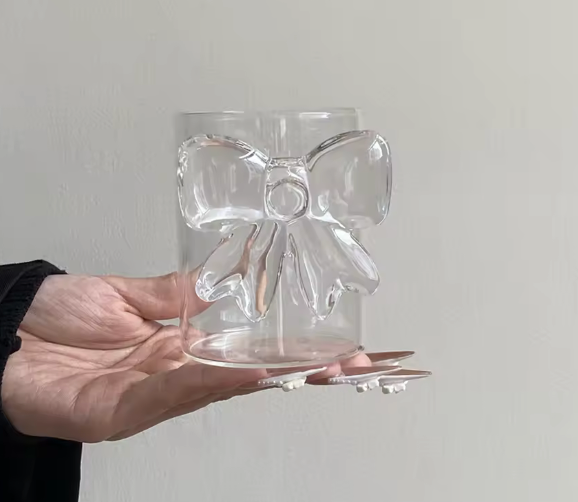 1Pc Handmade Glass Bow Pair Cup