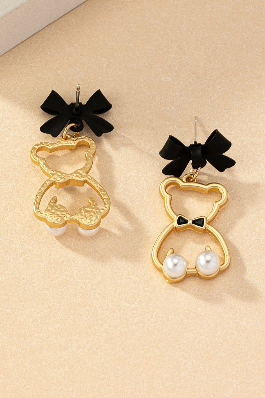 Fashion Bow & Bear Drop Earrings for Women - Adorable Coquette Sweet Trendy Earrings with Secure Hook Closure & Lightweight Comfortable Wear
