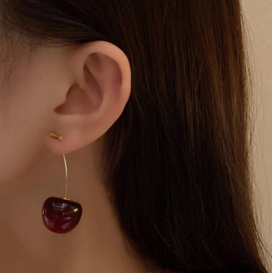 Cherry Fruit Dangle Earrings – Sweet & Fresh Red Cherry Earrings for Women, Cute Daily or Party Jewelry