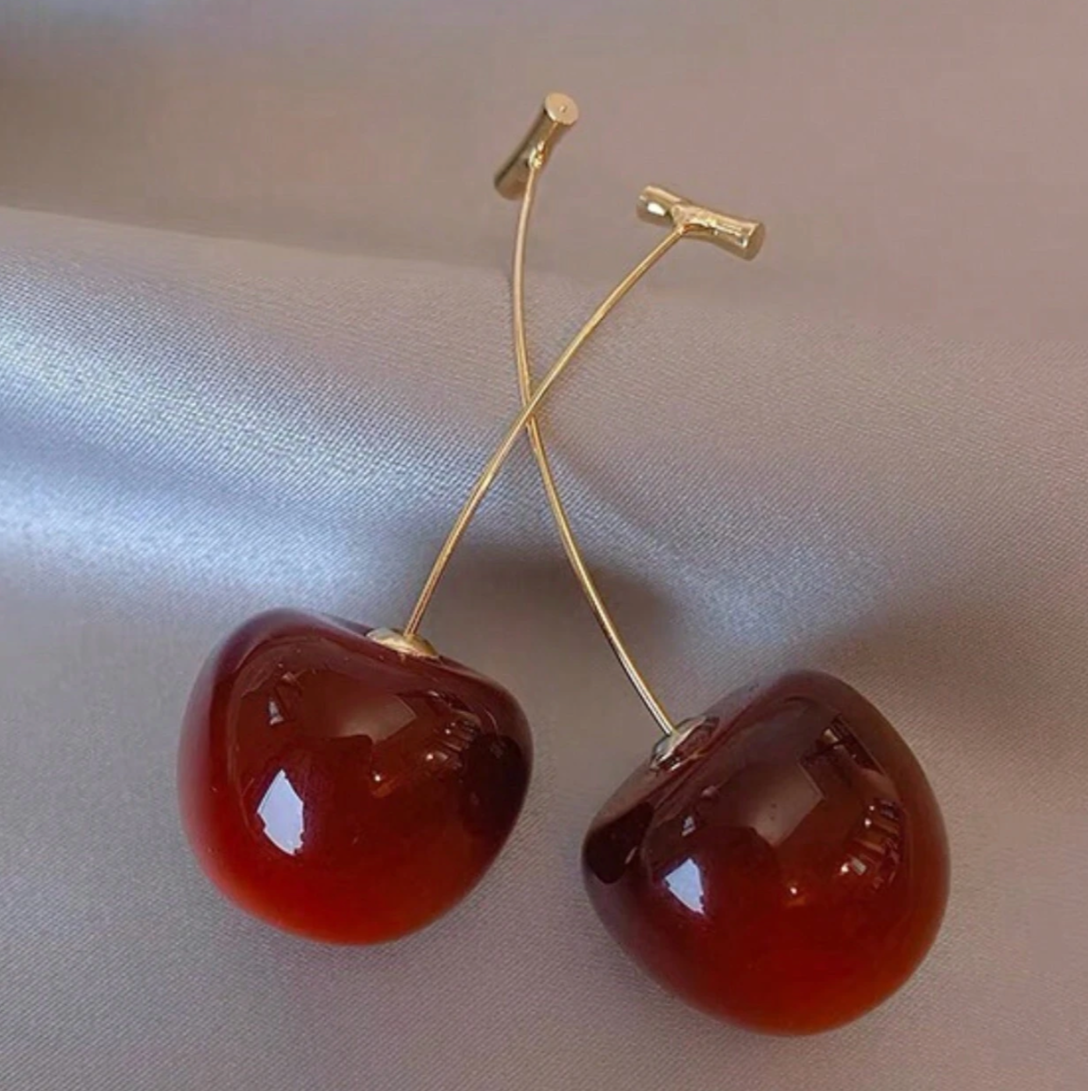 Cherry Fruit Dangle Earrings – Sweet & Fresh Red Cherry Earrings for Women, Cute Daily or Party Jewelry