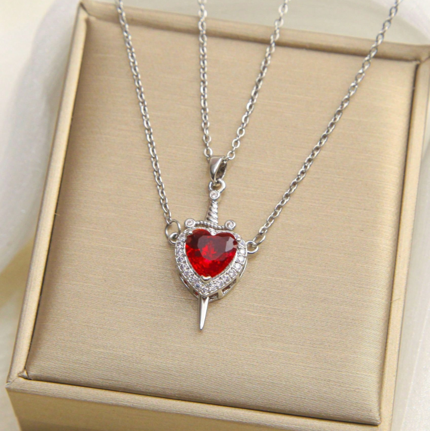 Heart & Sword Couple Jewelry Set – Matching Love Pendant Jewelry for Him & Her