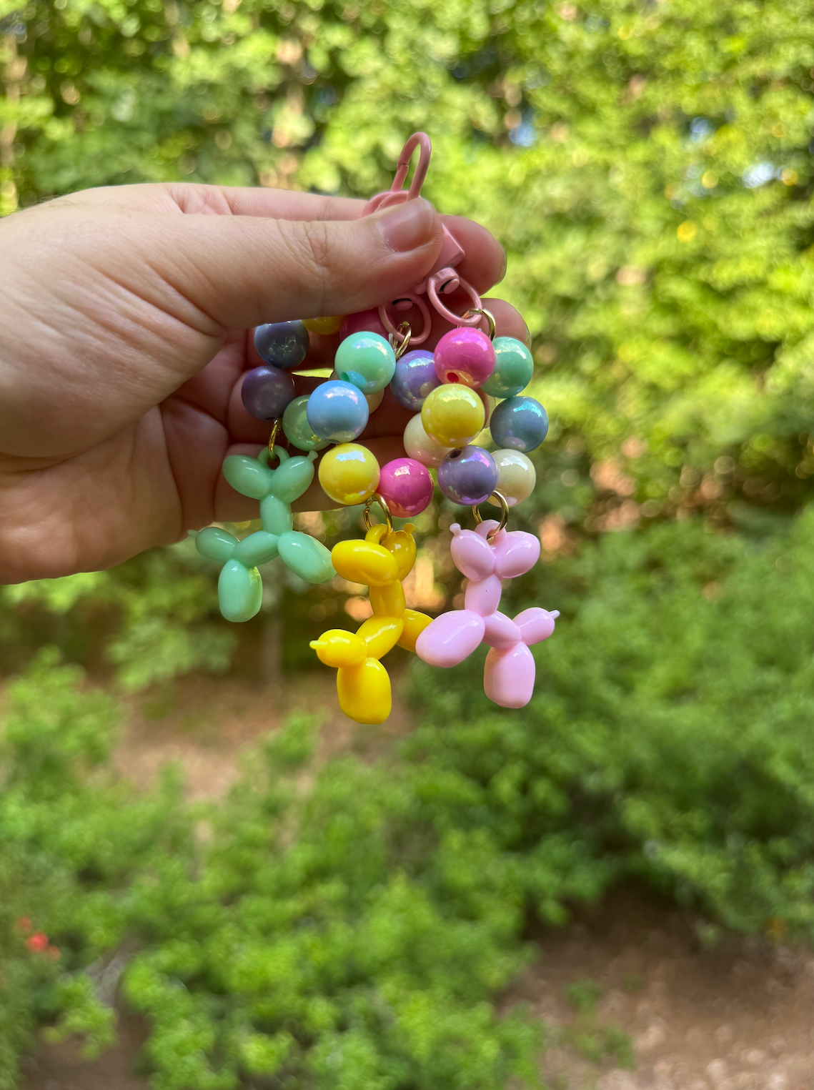 Cute Balloon Dog Beaded Random Color Keychain