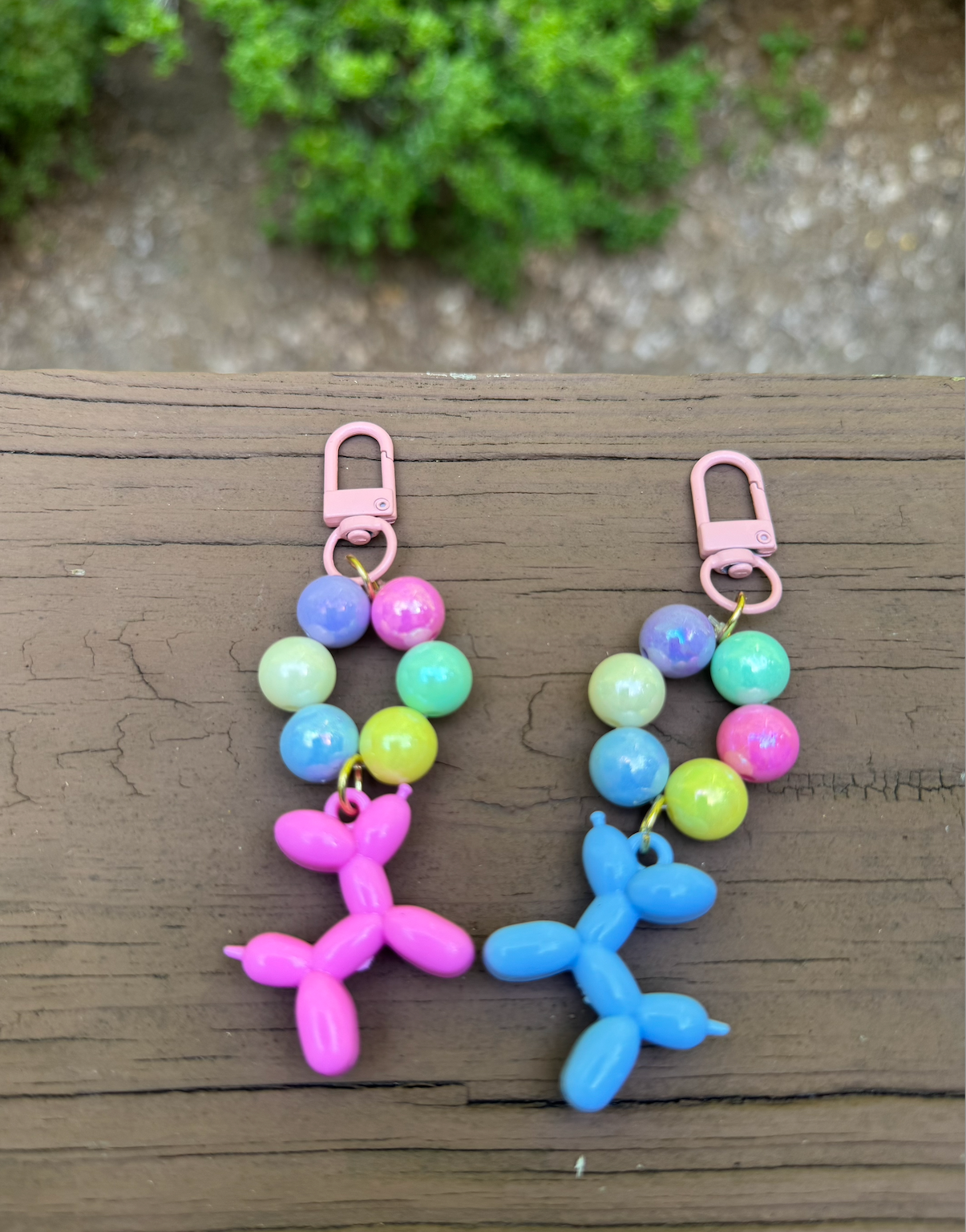 Cute Balloon Dog Beaded Random Color Keychain