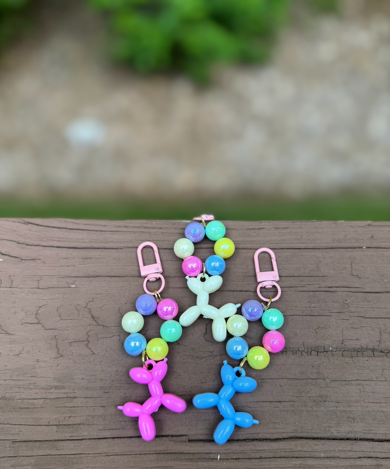 Cute Balloon Dog Beaded Random Color Keychain