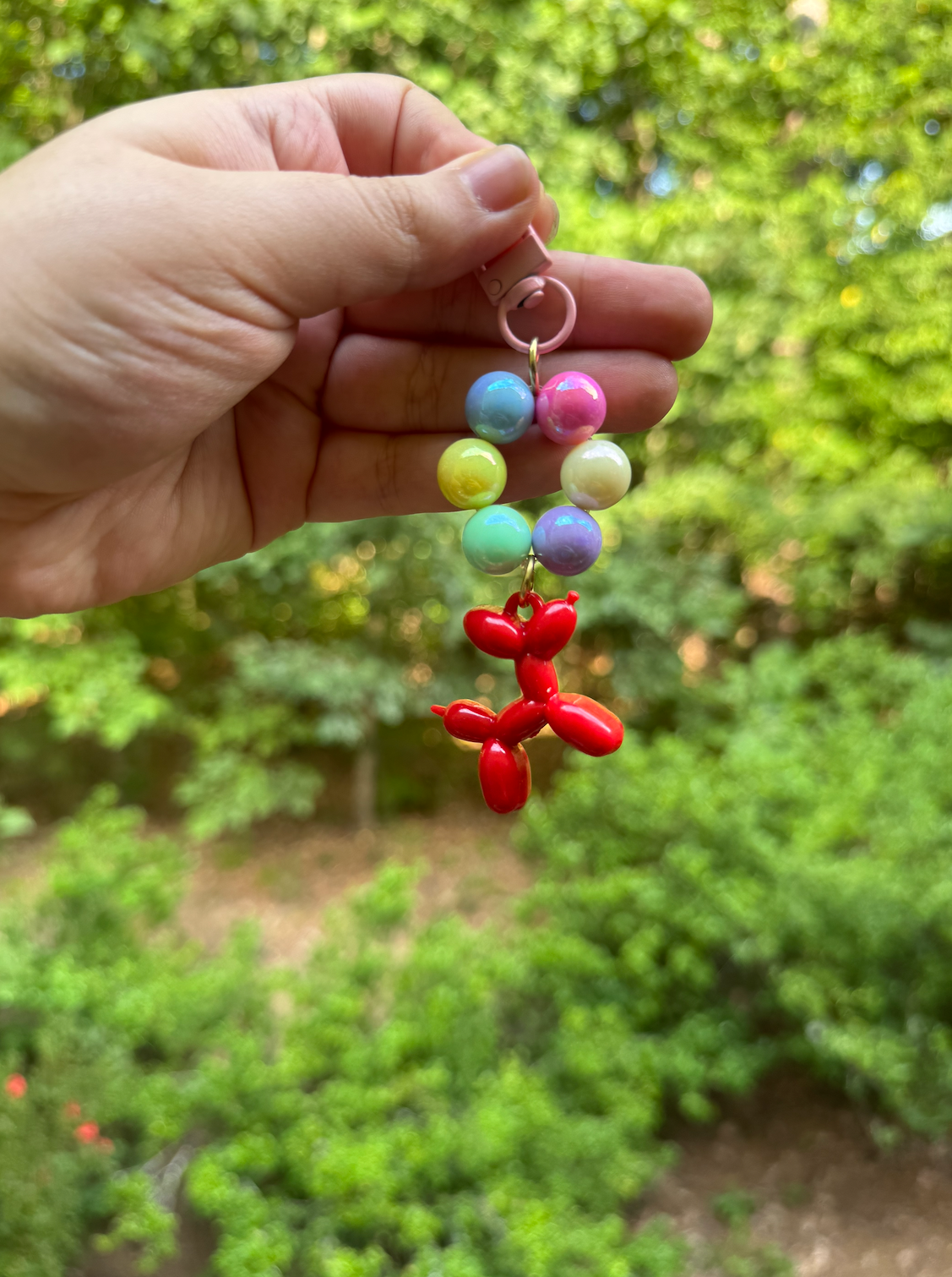 Cute Balloon Dog Beaded Random Color Keychain