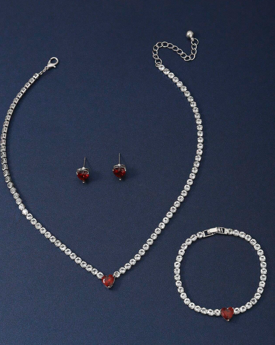 3pcs Copper Heart Claw Chain Set, Suitable For Daily Wear