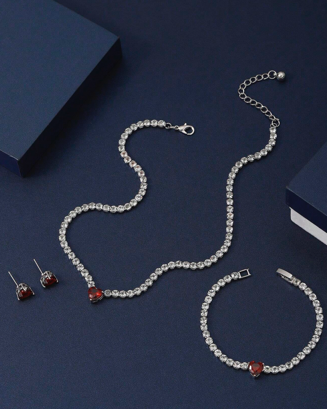 3pcs Copper Heart Claw Chain Set, Suitable For Daily Wear
