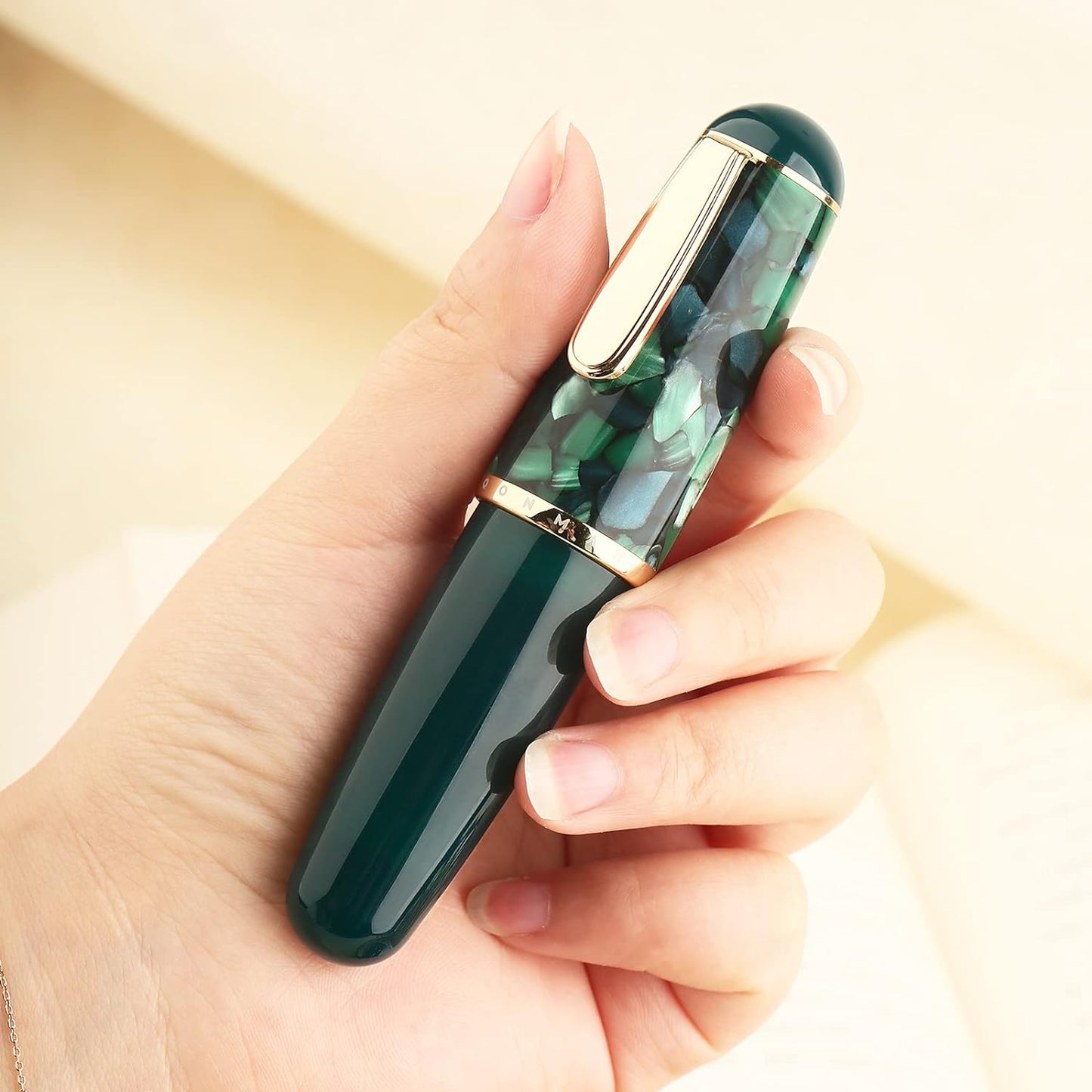 Majohn Q1 Fountain Pen Bent Nib Fude Pen, Little Fat Man Transparent Eyedropper Filling Pocket Pen Large Capacity